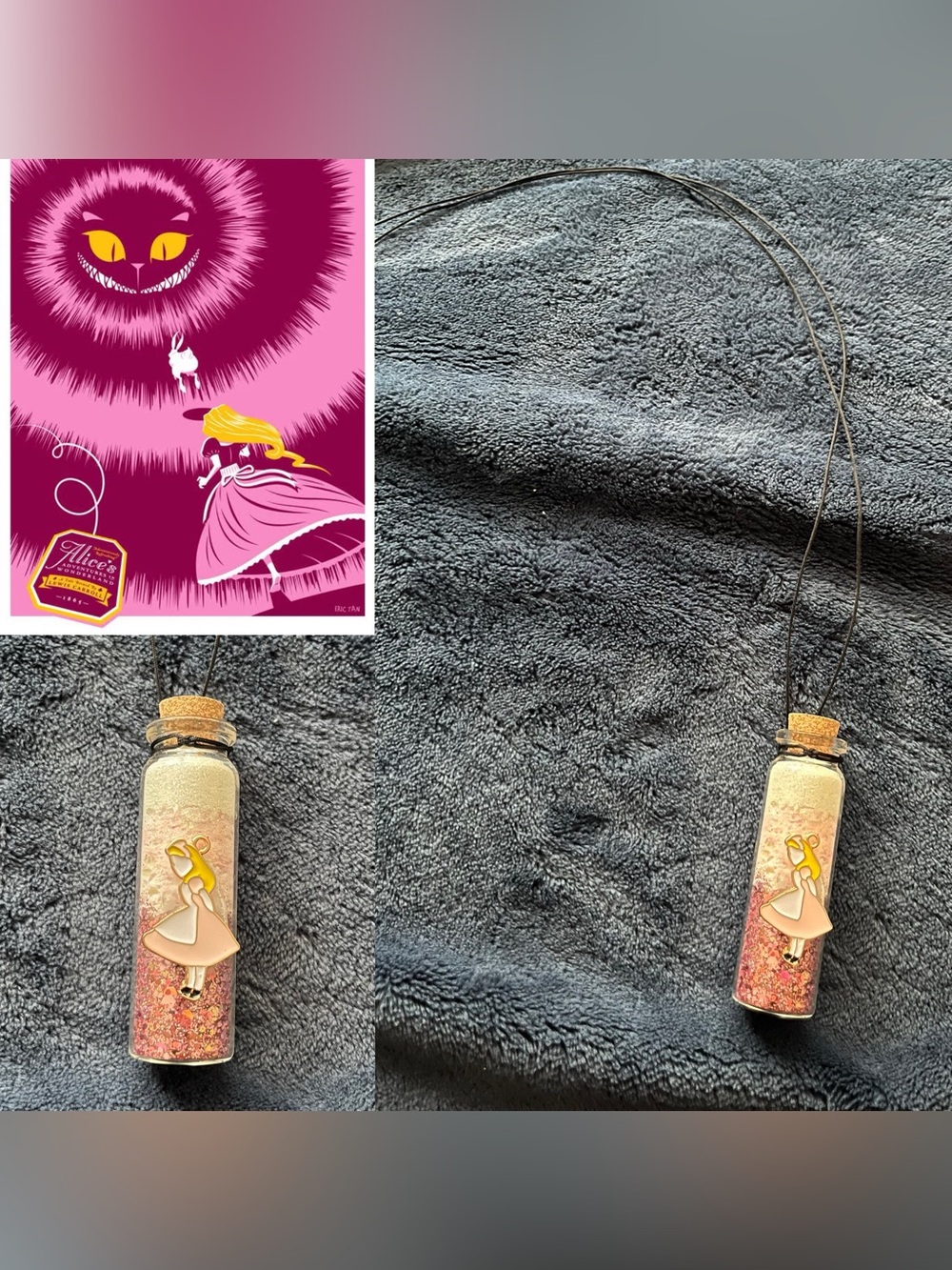 Disney Alice In Wonderland Inspired Glass Potion Fairy Bottle Necklace - Pink